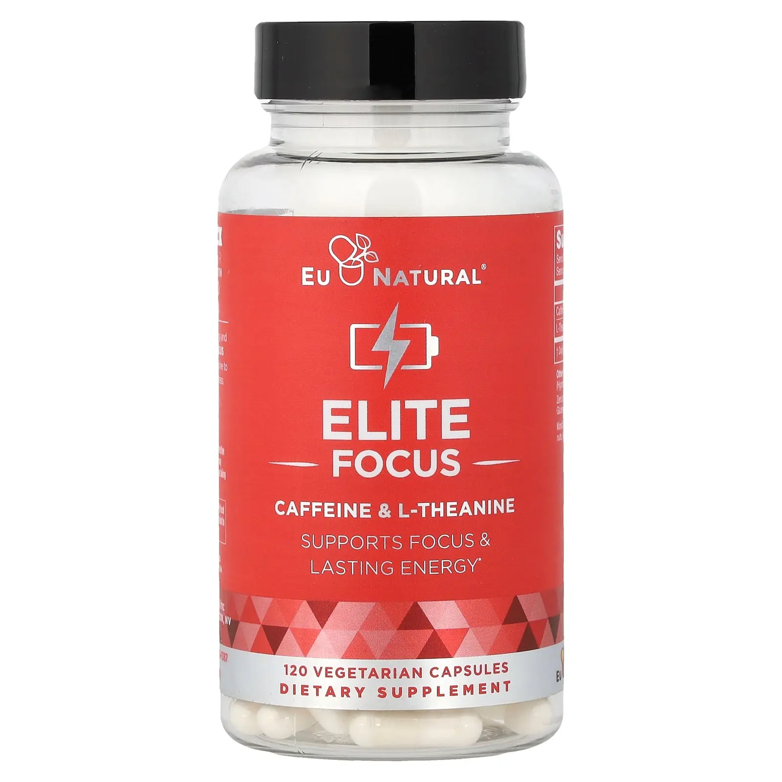 Eu Natural Elite Focus, Caffeine & L-Theanine, 120 Vegetarian Capsules