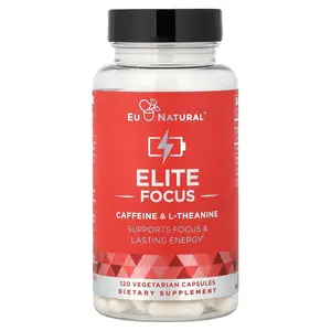Eu Natural Elite Focus, Caffeine & L-Theanine, 120 Vegetarian Capsules
