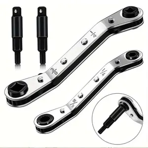 2 Piece Ct122 Series Square Wrench Set + 2 Piece Ct-122e Screw Adapter, Compatible with Manual Air Conditioning Valve Tools