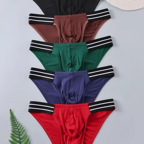Men's Striped Print Boxer Brief, Casual Comfy Breathable Underwear for Daily Wear, Men's Underwear for All Seasons, Stretchy Boxer Briefs, Boxer Briefs Set