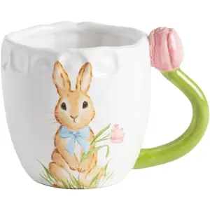 Stoneware Easter Bunny Mug with Figural   Handle