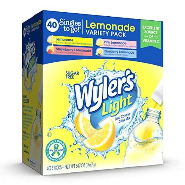 Wyler's Light Singles to Go Water Drink Mix, Lemonade Variety Pack, 40 Ct