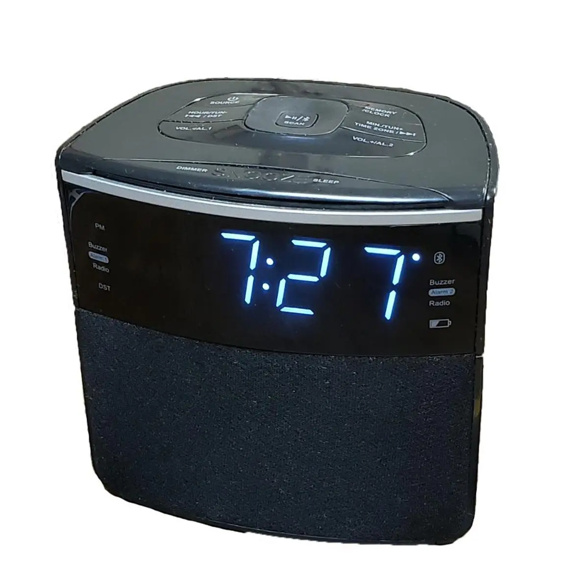 212 MAIN Rechargeable Bluetooth FM Radio Player Clock - LED Display, Auto Set, Plug-In, USB Charging Port, Button Controls, Multifunctional Audio Device