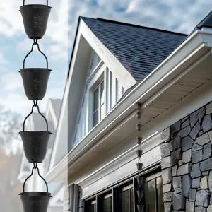 Rain Chains Direct - Contempo Rain Chain - 8.5 FT - Durable Black Powder-Coated Aluminum - Premium Rain Chains for Gutters