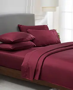 6 Piece Sheet Set with 4 Pillowcases - 400 Thread Count 100% Cotton Sateen - Deep Pocket