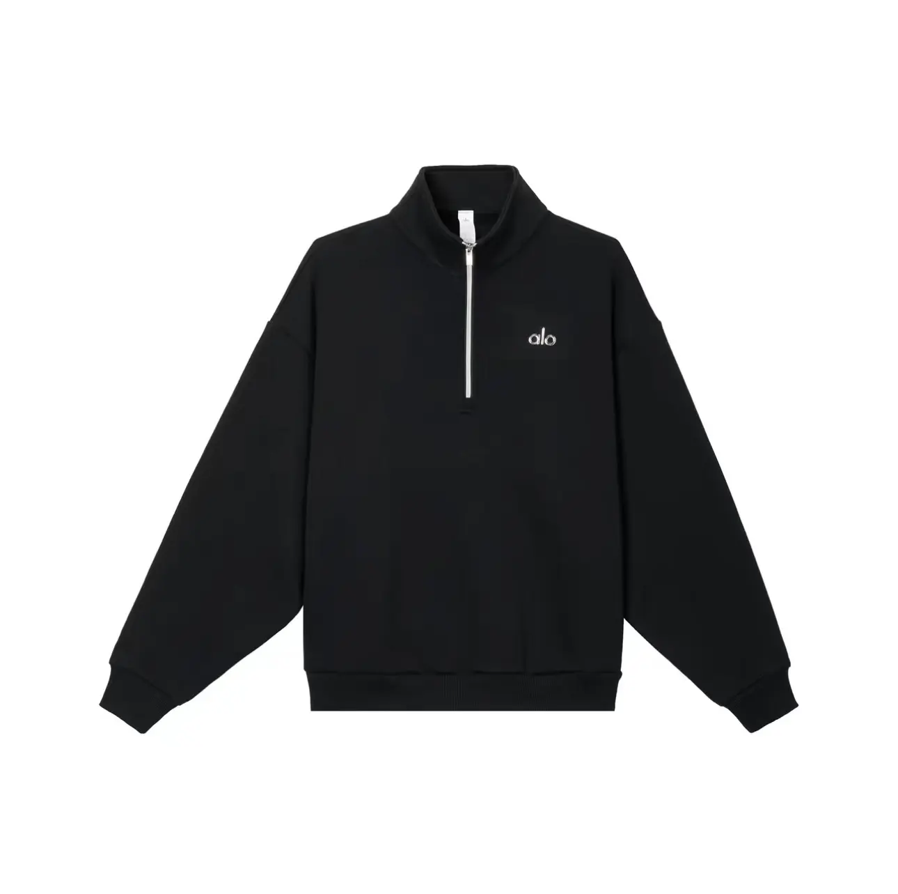 ALO  1/4 Zip Pullover Black Oatmeal Over Size - Oversized Fit & Sophisticated Color for Everyday Wear
