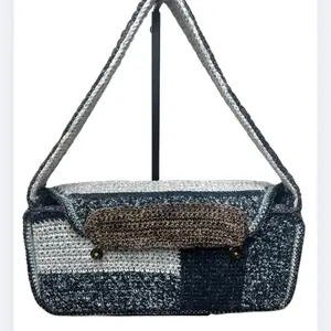 Triple Denim Patchwork  Handmade  Crochet Bag