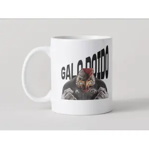 Galo Doido Atletico Mineiro White Ceramic Coffee Mug, Sports Team Mascot Design, 11oz