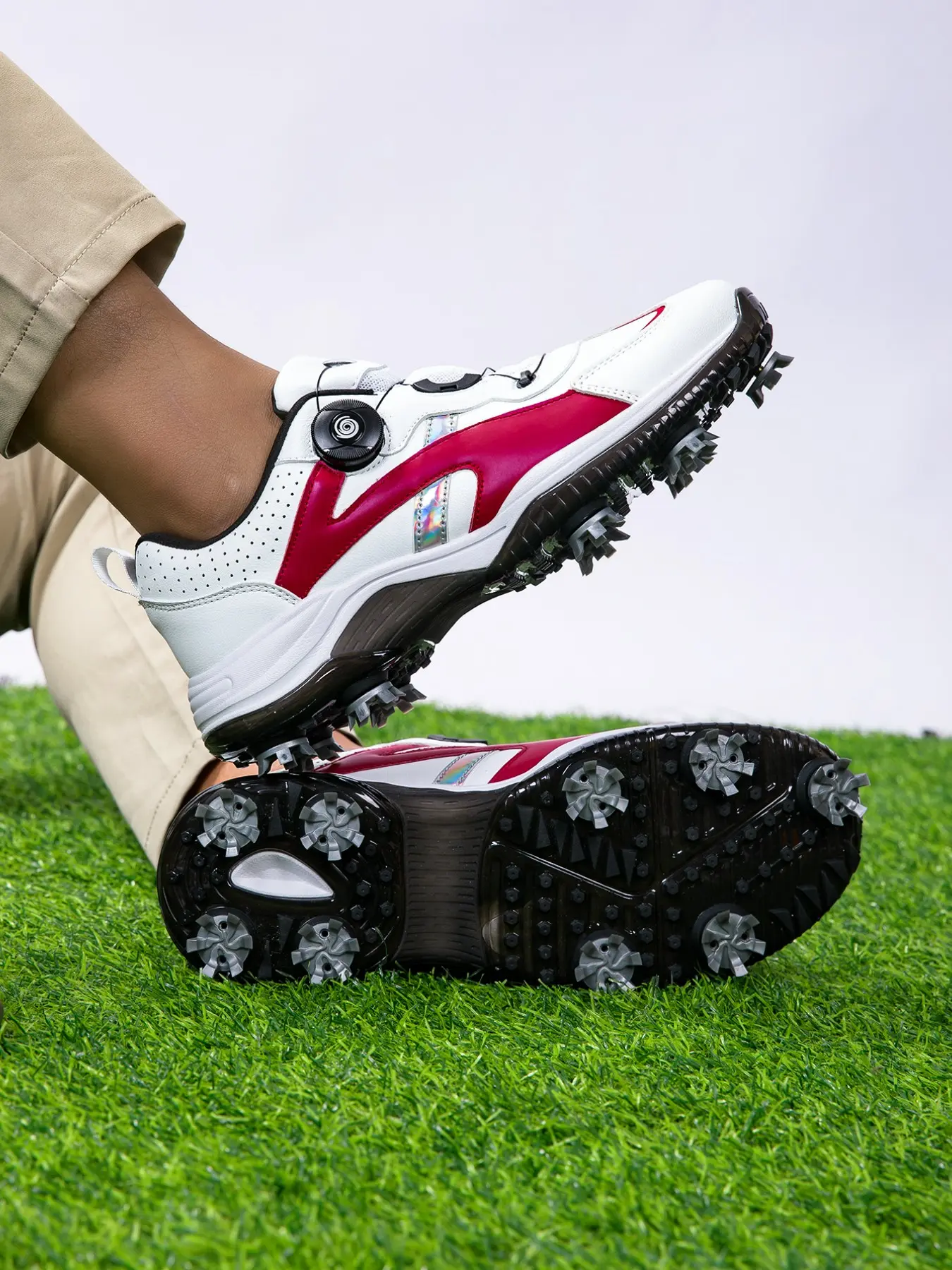 Men's Professional Golf Shoes, Anti-Slip Grip, Lightweight Breathable, All-Season Outdoor Sports Training Casual Shoes, Spike Shoes, Athletic Golf Shoes