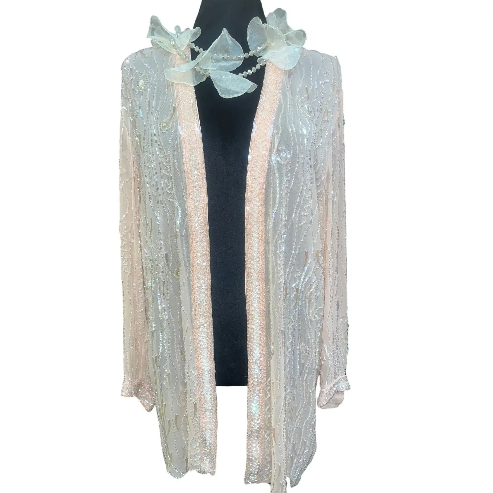 100% silk beaded bed jacket / glam jacket