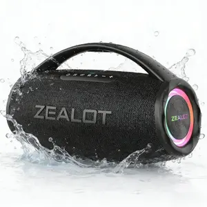 ZEALOT Party Bluetooth Speaker, Multifunctional Wireless Speaker, USB Rechargeable Speaker, 80W Powerful Bass, IPX6 Waterproof, EQ Adjustment, 16000mAh Long Playtime, RGB Lights & Power Bank, Portable for Outdoor & Home Use.