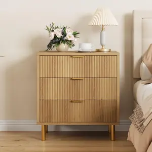 3 Drawer Chest of Drawers, Space-Saving Storage Cabinet with Metal Legs, Multi-Functional Chest of Drawers for Bedroom, Living Room, Hallway, Entryway & Closet,28x16.9x29.9in