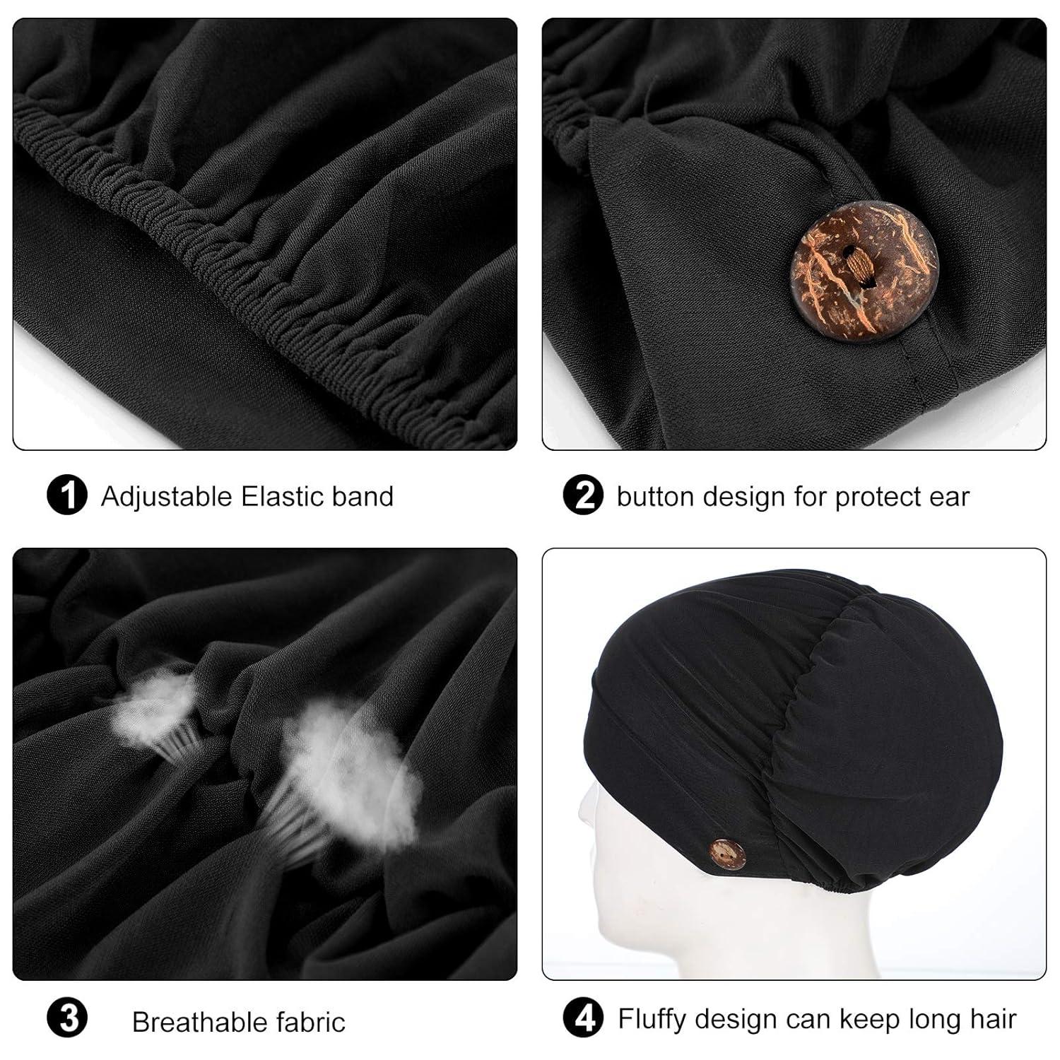 10 PCS Soft Stretchable Bouffant Caps Suitable for-Unisex Gourd-Shaped Turban Hats with Ear Loop Button Closure, Comfortable Wearable Headwear, Multicolor Options
