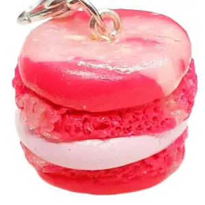 Handcrafted Clay Food Charm Pink Macaroon Polymer Clay Mini Neon Pink And Glitter Opal Kawaii Collectible Novelty Accessory Charm