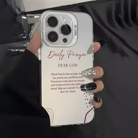 1.2mm Silicone Cellphone Casing for iPhone Series (17,16 Pro Max,15 Plus,14,13,12,11,Air,X,XR) - Religious Christian Daily Prayer Quote Aesthetic Pattern, Customized, Non-Slip, Durable, Shockproof, Anti-Scratch Devices Accessory