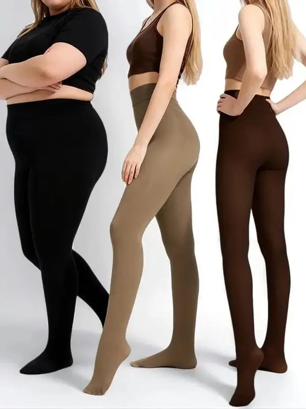 VRCOMFY Women’s Warmer Fleece-Lined Tights - Lady’s Basic High Waist Comfortable Faux Sheer Thermal Opaque Slim-Fit Footed Leggings for Skirts
