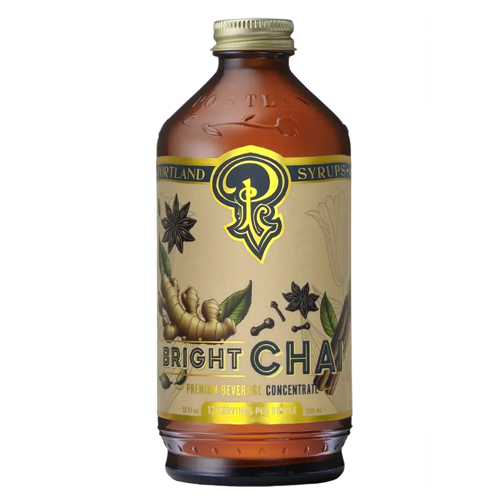 Portland Syrups Chai Syrup - 12 Fl. Oz. Beverage Concentrate - Sweet Beverage Syrup for Coffee and Tea.  Add a splash to enhance the morning routine.   naturally flavor with whole ingredients herbs and spices and organic cane sugar.