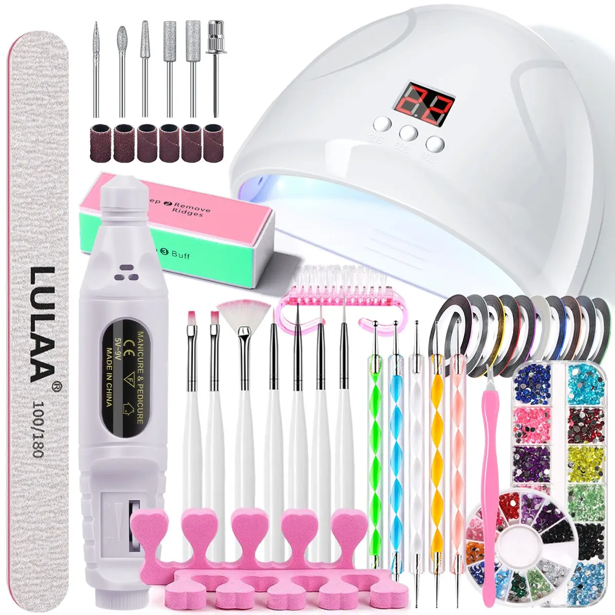 Nail Art Tool Set, Nail Salon Set, Nail Art Kits, Nail Gel UV Baking Drying Machine, Electric Nail Drill, Gel Art Remover, Nail Art Brushes, Nail Art Painting Pen, Nail Art Rhinestones, Manicure Pedicure Kit, Nail Care, Nail Tech Supplies
