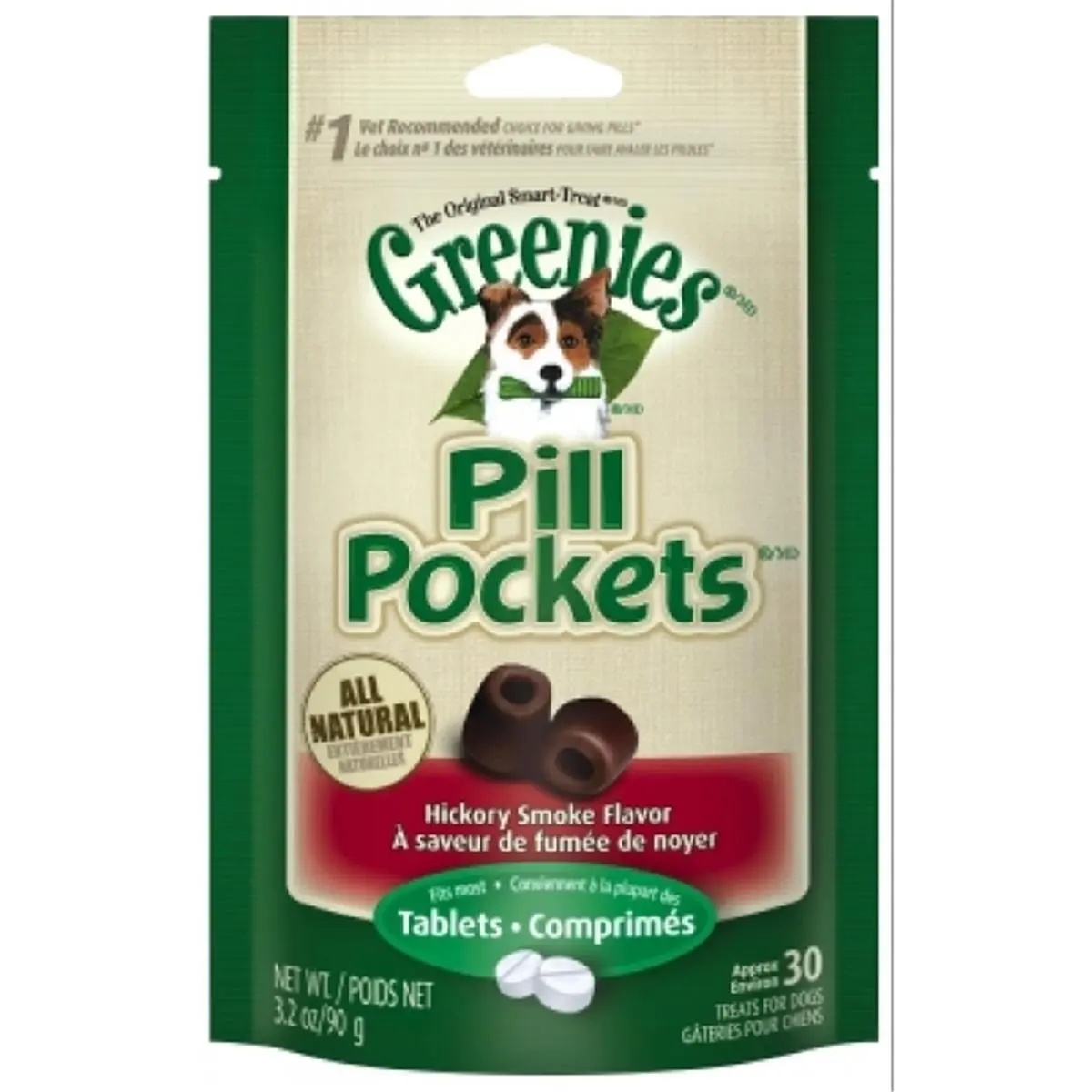 212 MAIN All Natural Dog Pill Pockets Snack - Hickory Smoke Flavor, 3.2 oz Pouch with 30 Pieces for Hiding Tablets, Pet Training & Behavior Aid Treat