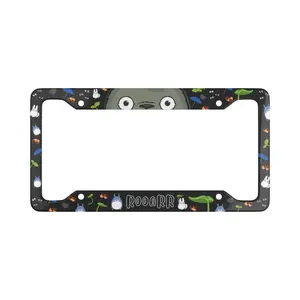 My Neighbor Totoro Studio Ghibli License Plate Frame - Catbus & Soot Sprite Anime Car Accessory - Mei & Satsuki Fanart License Plate Cover - Forest Spirit Gift