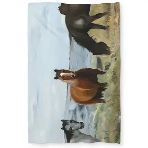 360 stand Twin Size Rustic Duvet Cover, Farm Animal Decor - Horses Eating in Meadow Design for Bedroom Bedding, Meadow-Themed Duvet Covers