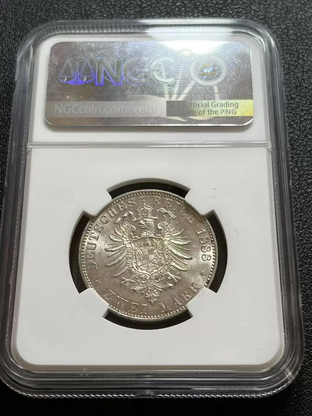 NGC Graded 1888 German Empire 2 Mark Silver Coin Rare Collectible