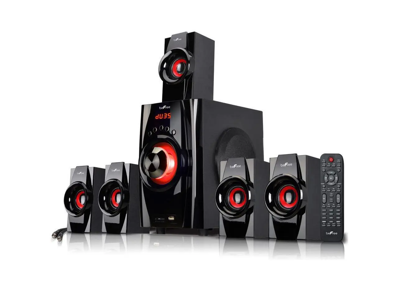 Befree Sound BFS-410 5.1 Channel Surround Sound Bluetooth Speaker System, Red Befree Sound BFS-410 5.1 Channel Surround Sound Bluetooth Speaker System, Red