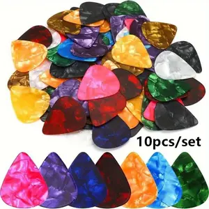 10Pcs Heart Guitar Picks Set 0.71mm Colorful Metal Dye Design Vibrant Guitar Picks Durable Celluloid Picks with Holder Compatible for Bass Electric Acoustic Guitar Gif Accessories