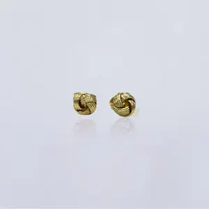 Unisex Knot Design Earrings, 14k Gold Plated
