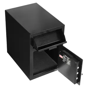 【FathersDayGift】 VEVOR 1.2 Cubic Feet Drop Safe, Large Capacity Front Drop Slot Safe Box with Digital Keypad, Heavy Duty 2 Tiers Cash Depository Box with Spare Keys for Cash, Bank Slip, Jewelry, Document, Bill, Black Security Safe