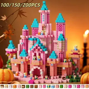 Pink Castle 100/150/200PCS Magnetic Building Blocks, Magnetic Building Tiles, Magnetic Building Cubes for Kids Ages 3+, Educational Creative Play Toys, Stable & Easy Assembly Set