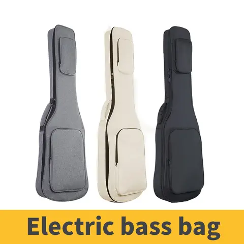【Gift Straps】46 inch electric bass case，bass bag，Waterproof Shockproof 15mm sponge gig bag Thickened UNISEX Beige Cloth