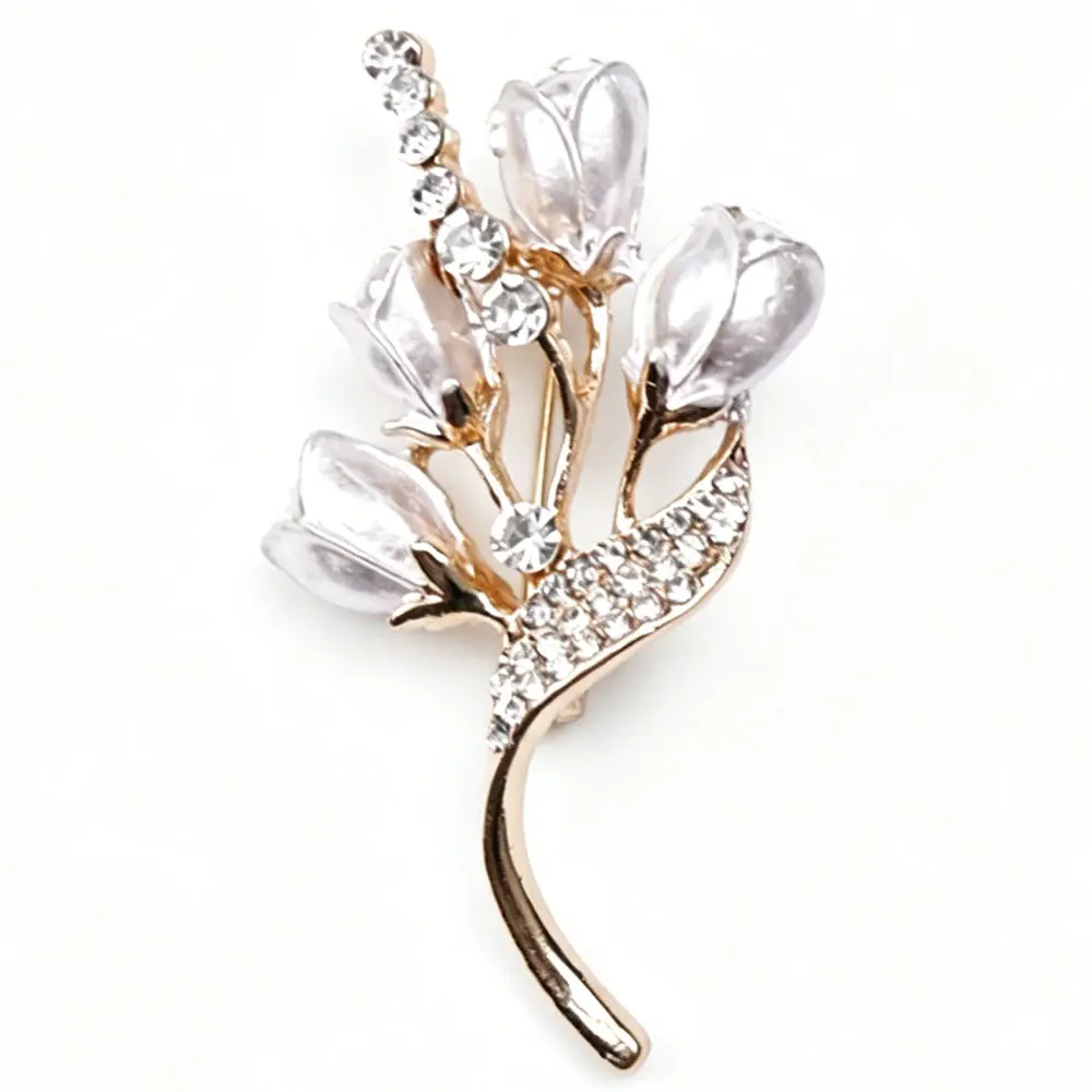 Purple Lavender Brooch Women's Studded Crystal Bouquet Chest Flower Fixed Accessory Pin