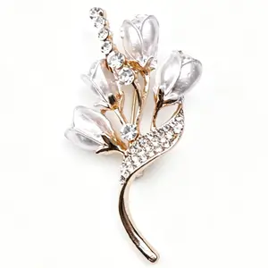 Purple Lavender Brooch Women's Studded Crystal Bouquet Chest Flower Fixed Accessory Pin