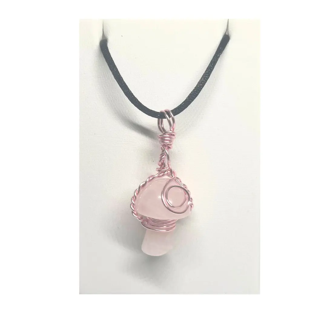 Wire Wrapped Crystal Mushroom Necklaces