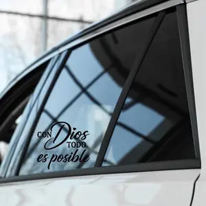 Con Dios Todo es Posible Car Window Decal - Inspirational Quote Sticker, Windshield Sticker, Car Exterior Accessories for Vehicle Decoration, Car Accessories