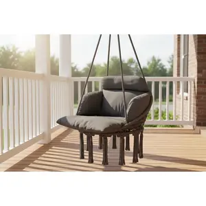 Luxury Single-Person Hammock Swing Chair - Hammock for Outside, Indoor Hanging Seat with Steel Frame, 830mm Plush Cushion, Quick Installation Kit