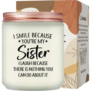 Gifts for Sister - Christmas Birthday Mothers Day Valentines Day Gifts for Big Sisters - I Smile Because You are My Sister Scented Candle