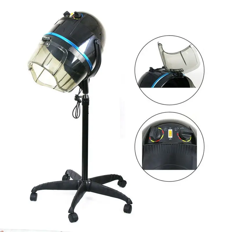 SUPERDEAL 1300W Hair Dryer Professional Adjustable Hooded Floor Hair Bonnet Dryer Stand Up Rolling Base with Wheels Salon Equipment