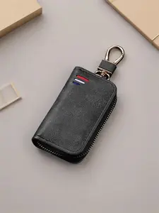 Business PU leather zipper bag, men's business waist key bag, women's multifunctional universal car keychain