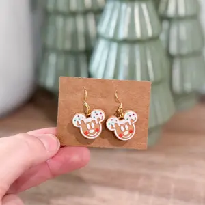 Mouse Gingerbread Cookie Earrings - Lightweight Hypoallergenic Christmas Holiday Accessories