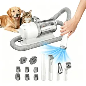 All-in-One Pet Grooming Kit with Vacuum Suction, Dog Grooming Clipper & Deshedding Brush, Large Capacity Pet Hair Vacuum Cleaner for Dogs Cats All Breeds Home Grooming