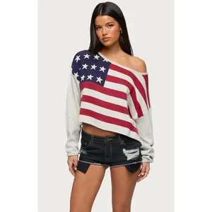 Edikted Women's USA Off Shoulder Sweater