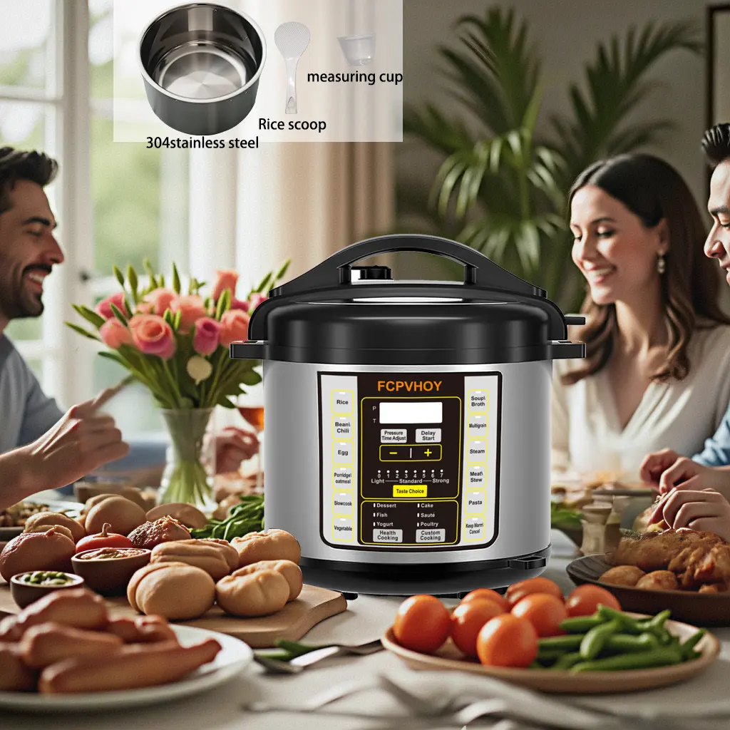Electric Pressure Cooker 6 Qt, 9-in-1 Instant Multi Cooker With Safer Venting Design, Rice Cooker, Slow Cooker, Sous Vide, Saute Pot, Stainless Steel 304 Liner pressure cooker Multifunction Appliance Ricecooker