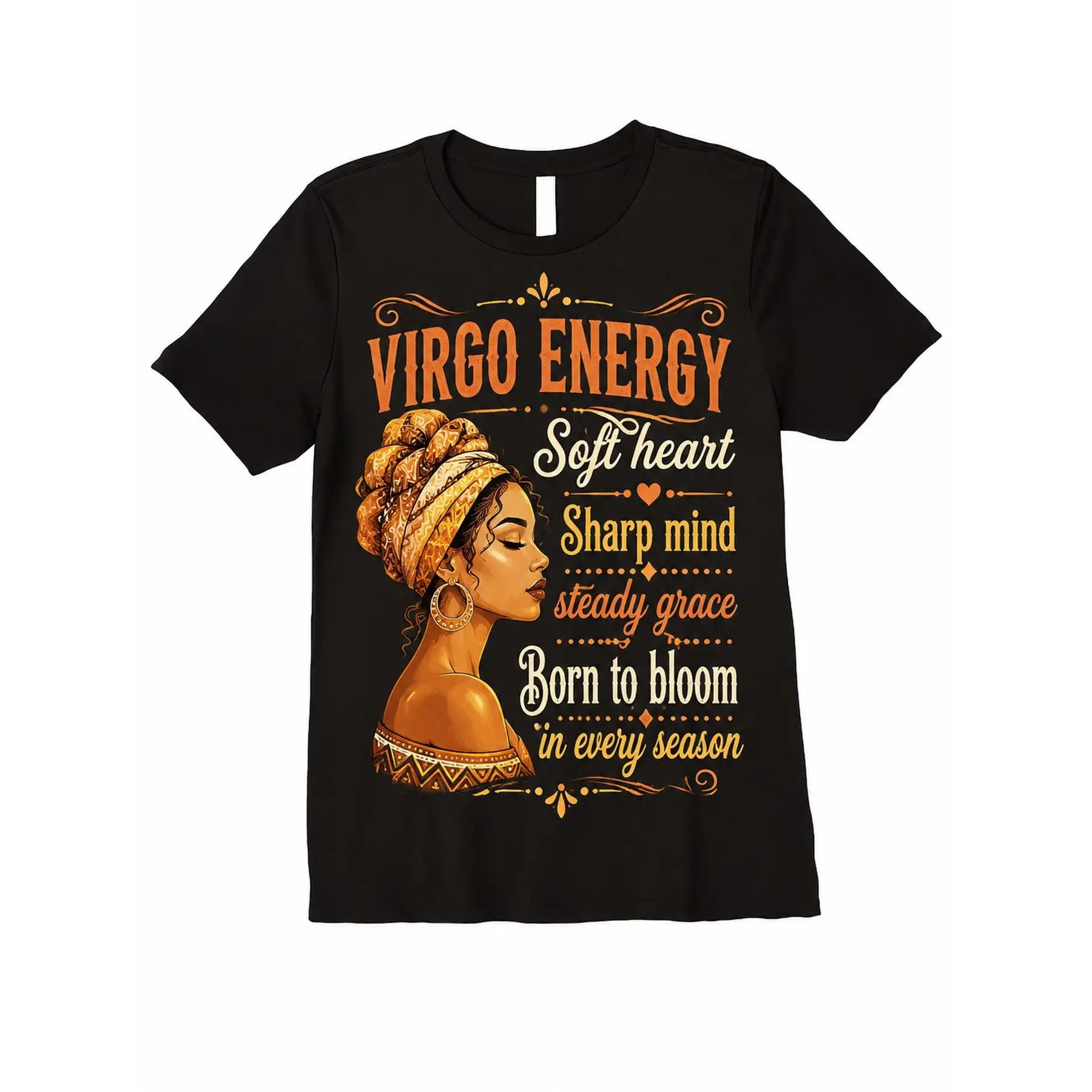 Virgo Energy Graphic T-shirt, Short Sleeve Crew Neck Tee, Zodiac Sign Astrology Print Top, Inspirational Quote Apparel, Stylish Casual Fashion, Daily Wear Graphic Shirt, Comfortable Relaxed Fit, Unique Gift for Virgo Season