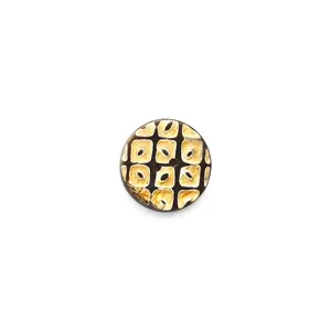 Togl Brown and Natural Horn Round Textured Print Button