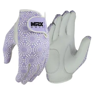 New Women's Cabretta Leather Purple Golf Gloves, Durable Golfing Gloves with Adjustable Fit and Hand Protection