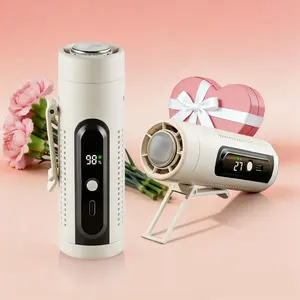 Mother's Day gift Mini Cooling Plate 5-Speed Portable Fan with High-Performance Turbo Airflow, LED Display, Clip-On Waist Clip, Flashlight, Type-C Rechargeable – Perfect for Outdoor Travel/Gift for girls, gift for mothers