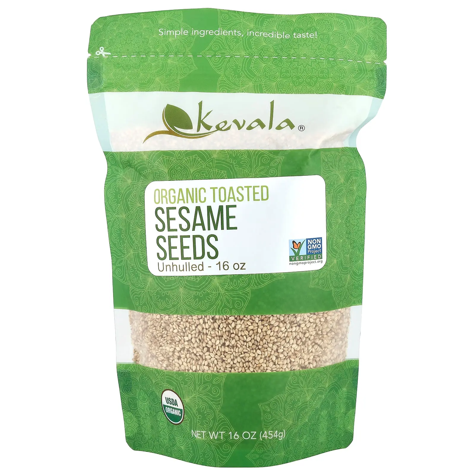 Kevala Organic Toasted Sesame Seeds, Unhulled, 16 oz (454 g)