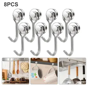 Niwedah 8 Pack Magnetic Hooks, 30lbs Strong Magnetic Hooks for Refrigerator, Cruise Ship Essentials, Magnet Hooks Heavy Duty for Kitchen, Home, Classroom, Whiteboard, Beach Vacation